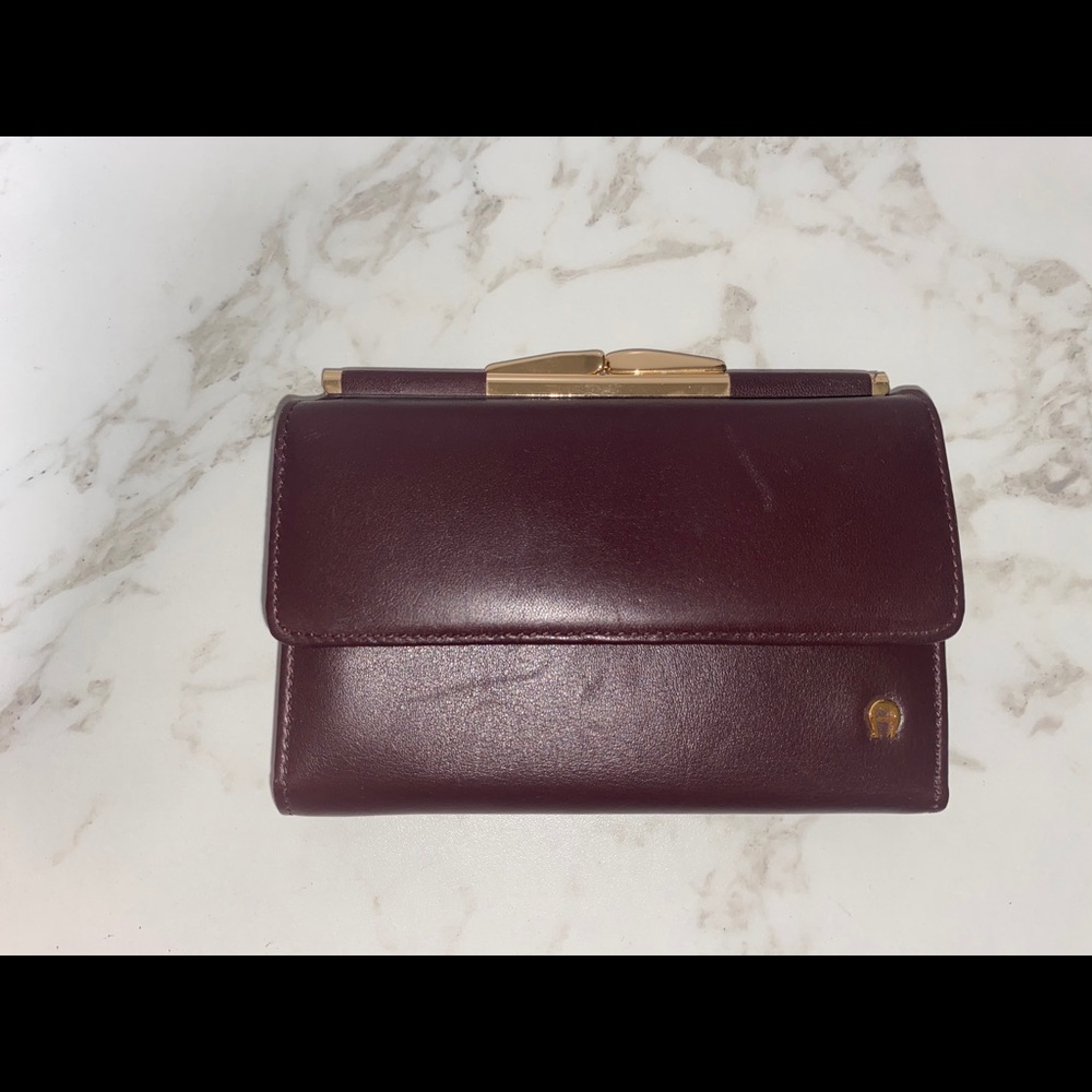 Genuine leather burgundy purse by etienne aigner
